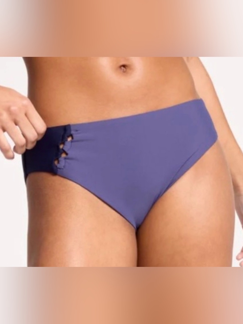 Calia Looped Mid-Rise Bikini Bottoms Storm Haze Blue XS NEW